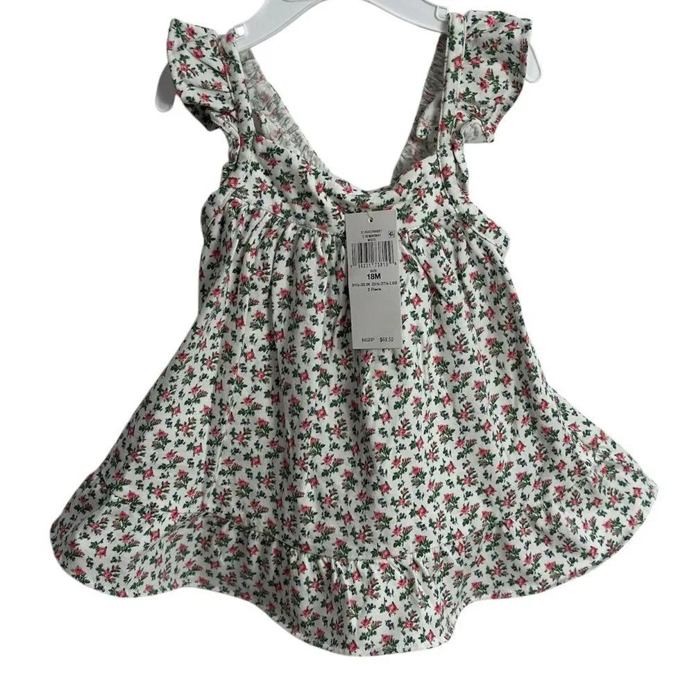 POLO Ralph Lauren Baby Girls Floral Cotton Jersey Top & Bloomer Set, Sz 18months